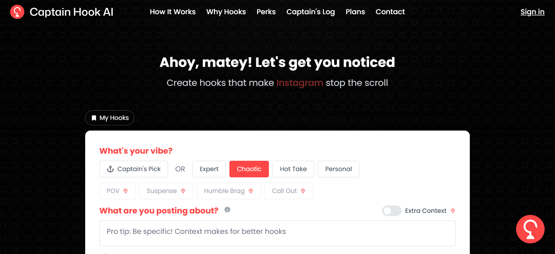 Captain Hook AI | Create Better Social Media Hooks, Reach More People image 1