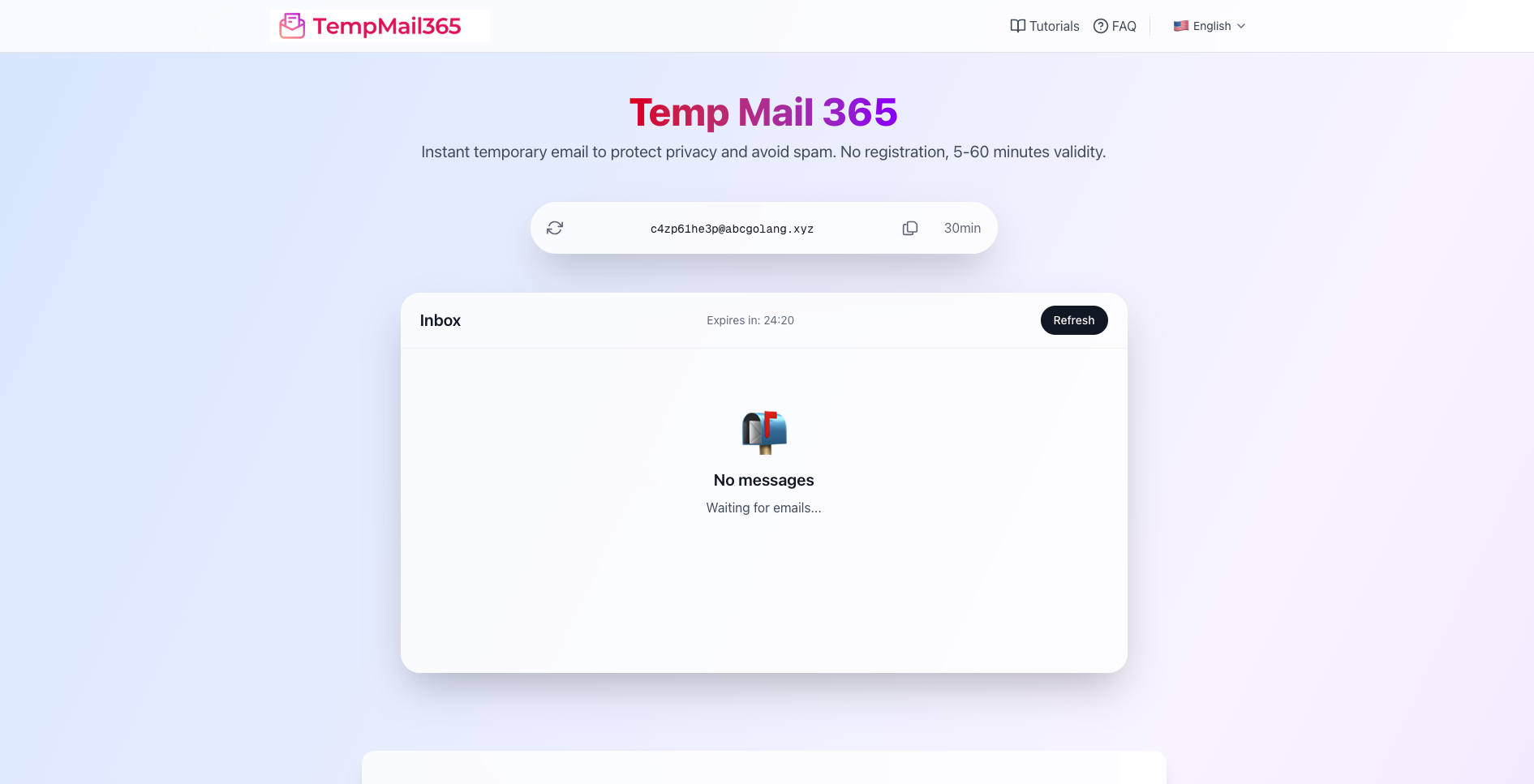 Temp Mail 365 - Free Temporary Email Service | No Registration image 1
