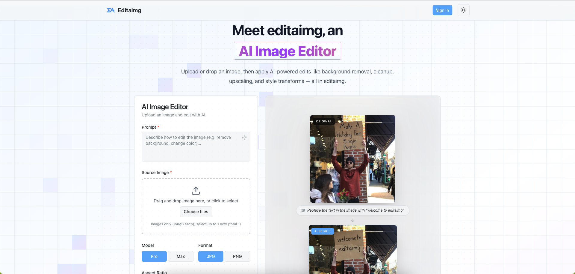 Editaimg: Edit and enhance photos with AI Image Editor image 1