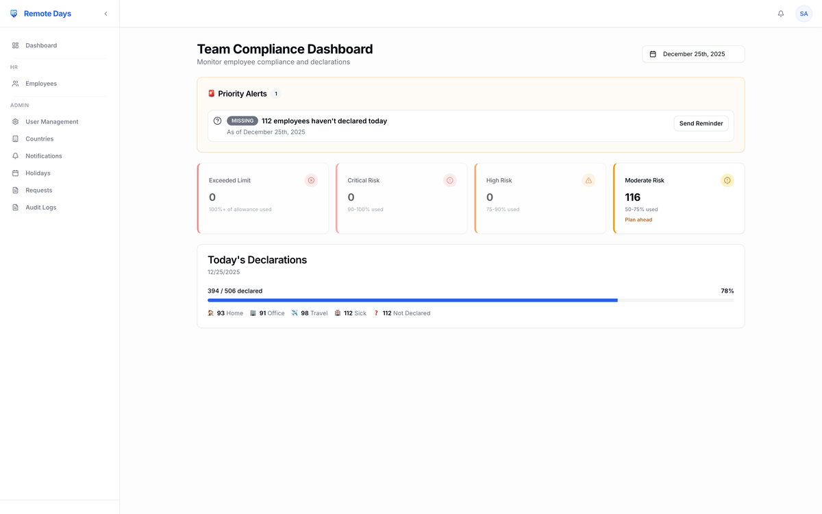 Remote Days - Automated Remote Work Compliance Made Simple image 1