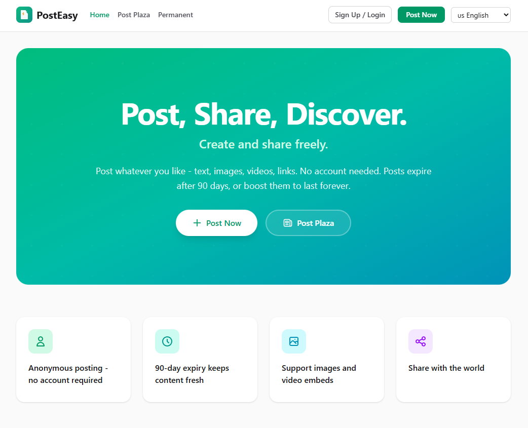 PostEasy - Post, Share, Discover image 1