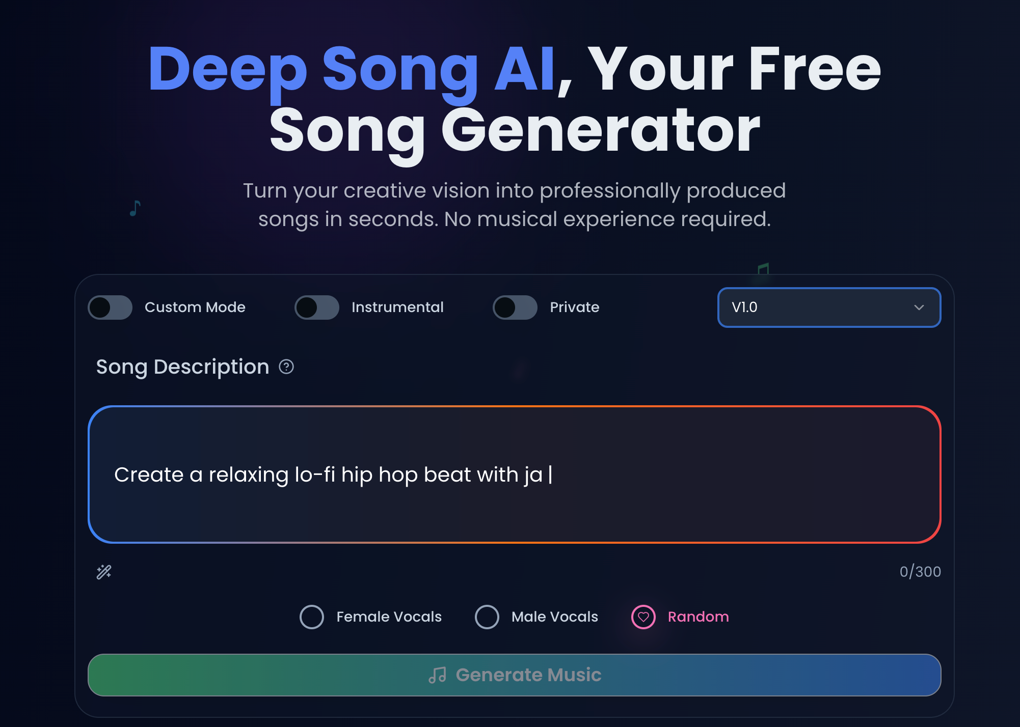#1 AI Music &amp; Song Generator Free Online | DeepSong.ai image 1