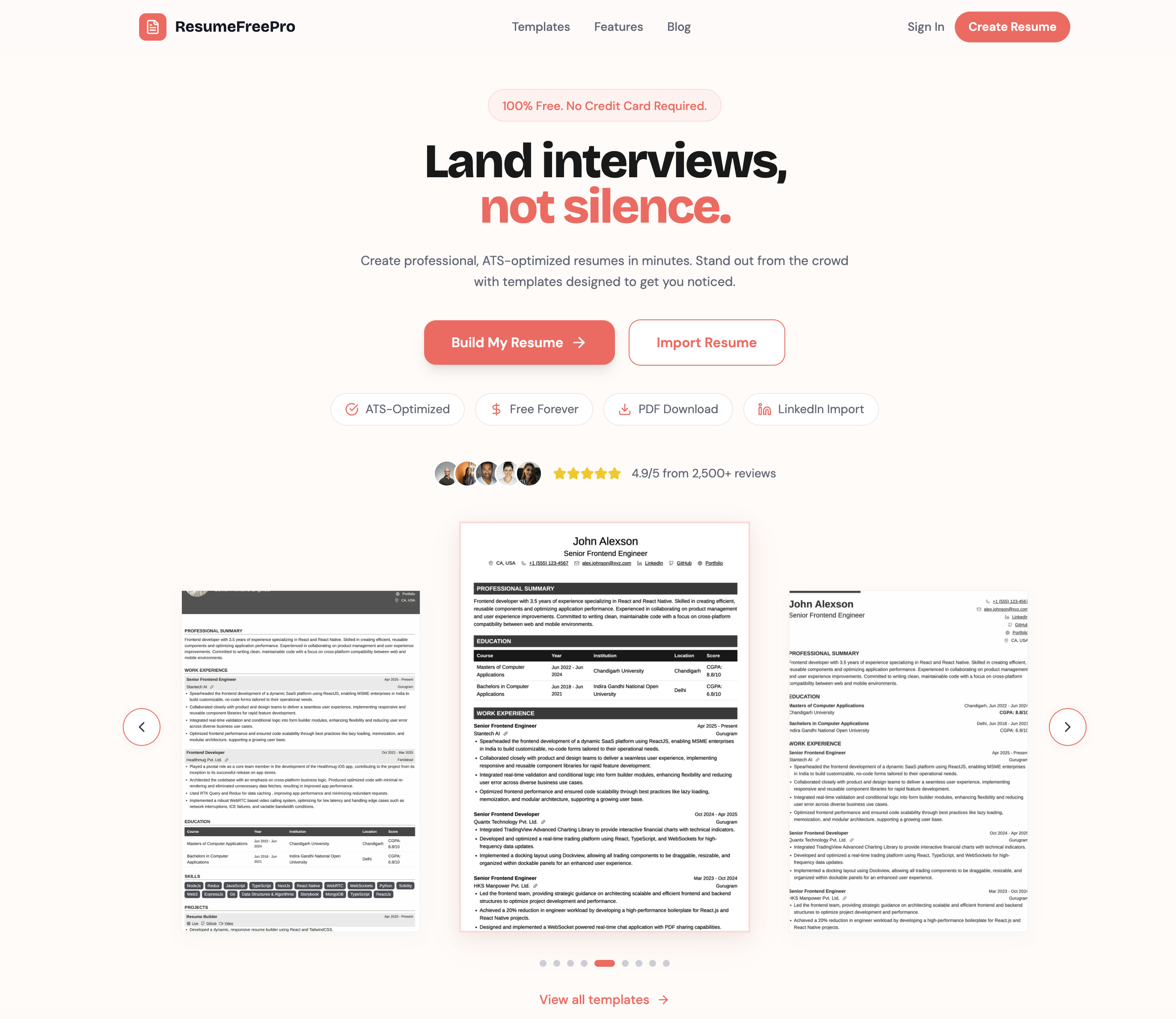 ResumeFreePro - Free Professional Resume Builder image 1