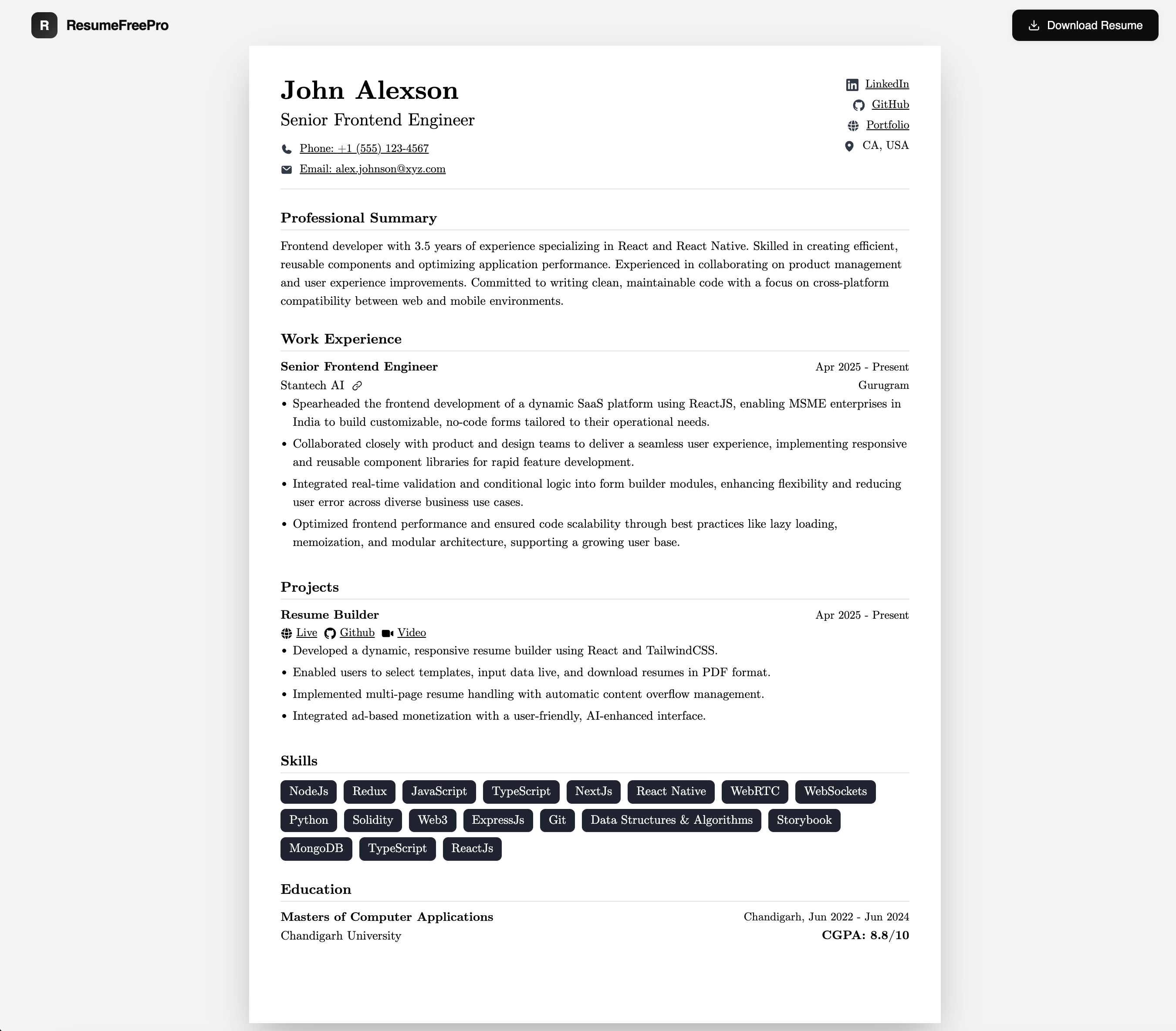 ResumeFreePro - Free Professional Resume Builder image 3