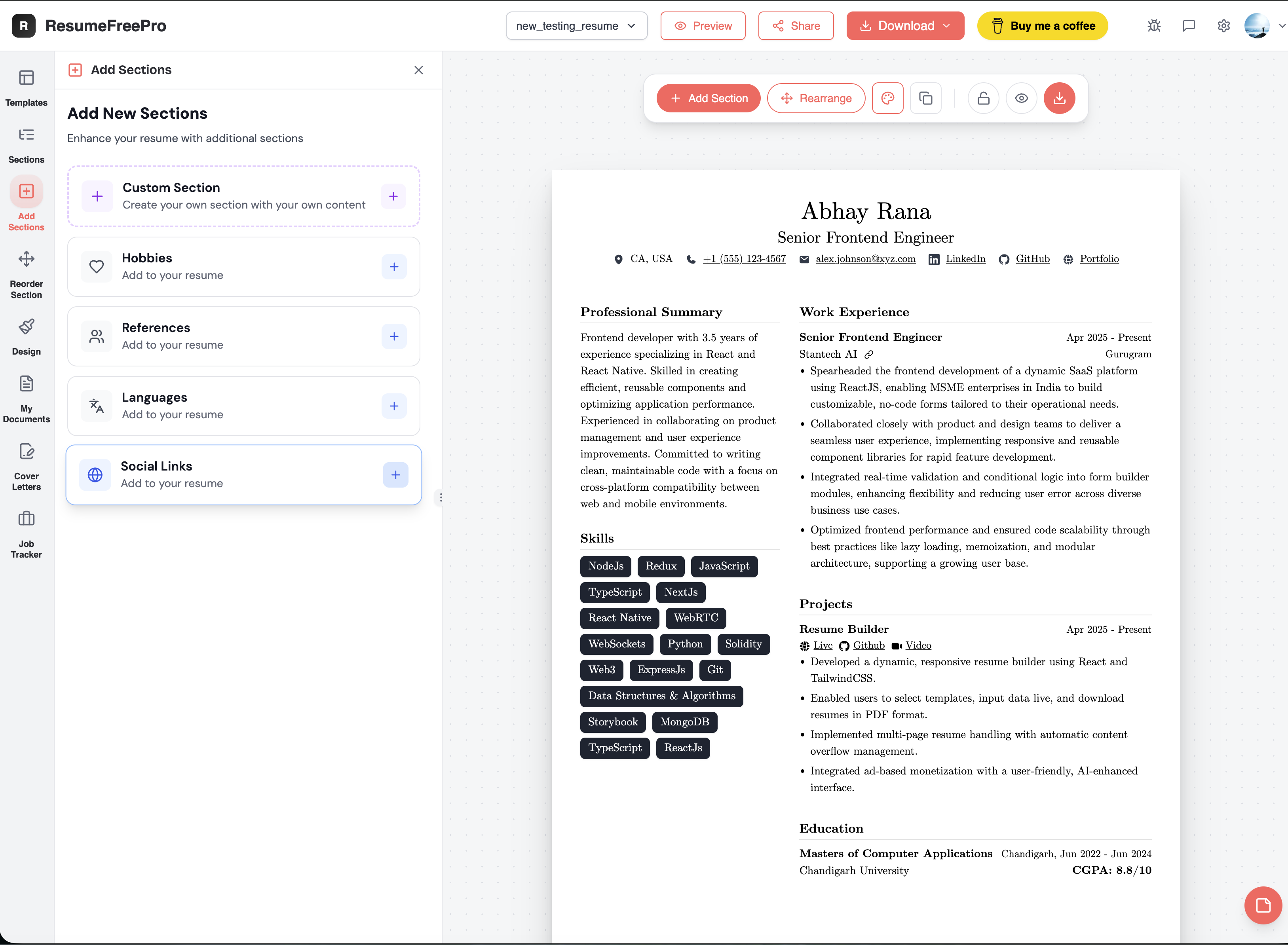 ResumeFreePro - Free Professional Resume Builder image 4