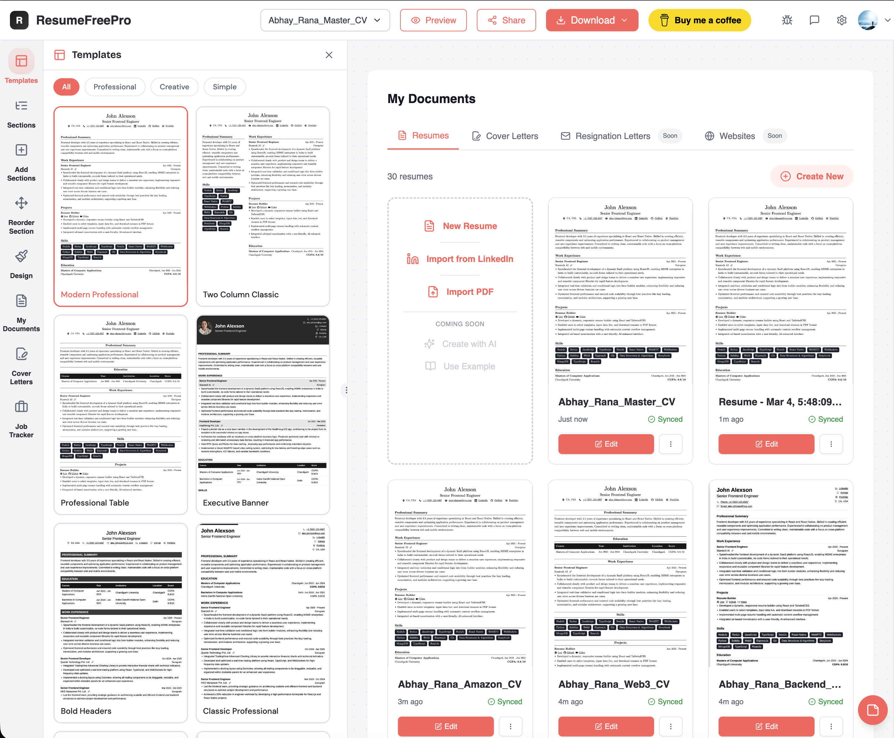 ResumeFreePro - Free Professional Resume Builder image 2