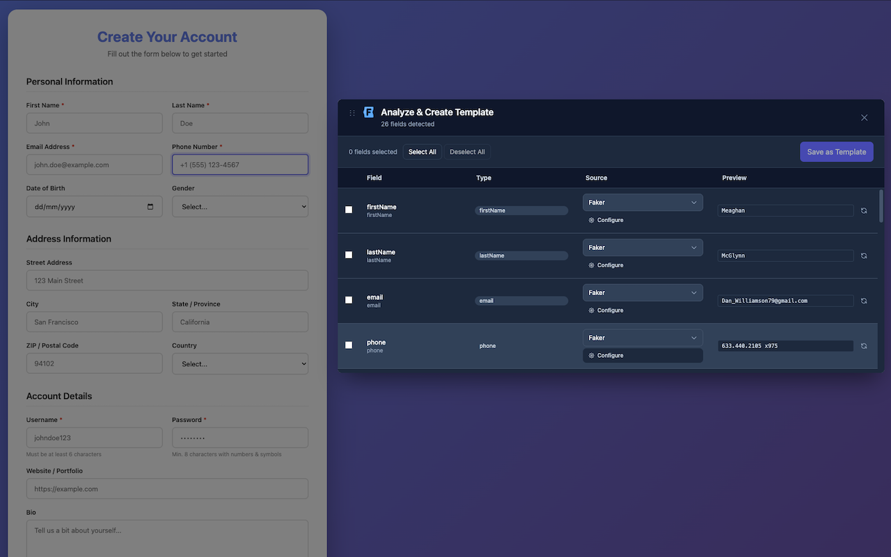 FakerFill - Fill Forms Instantly with Fake Data image 2