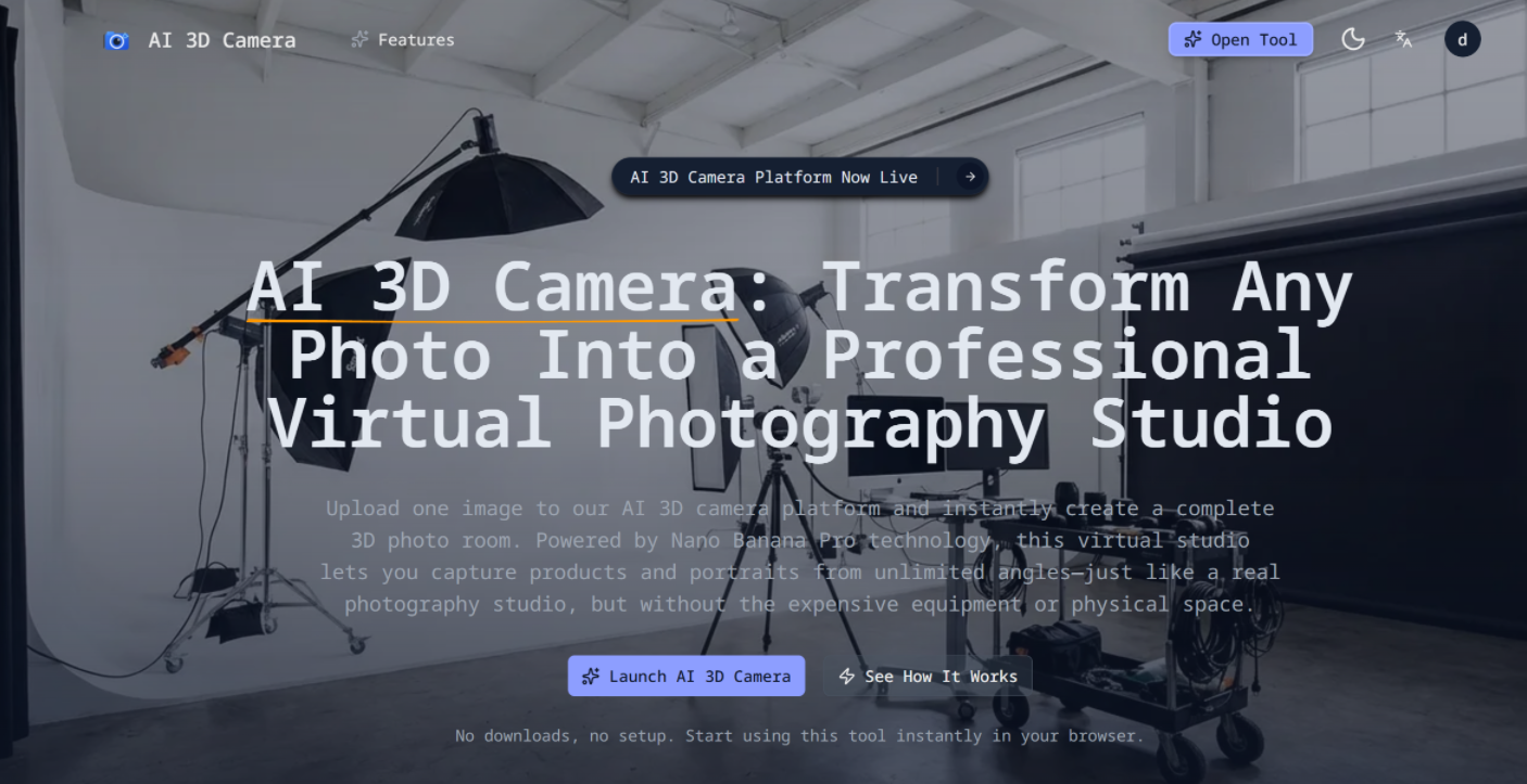 AI 3D Camera - Virtual Photography Studio | Nano Banana Pro image 1
