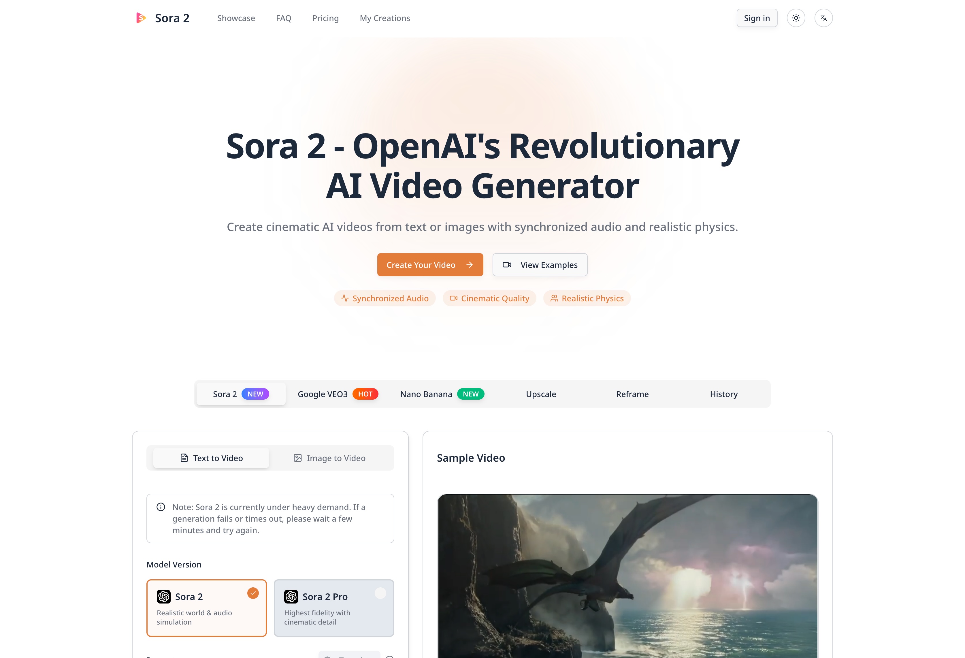 Sora 2 AI Video Generator | Cinematic Text-to-Video image 1