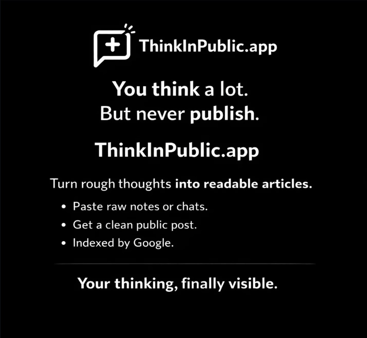 ThinkInPublic — Publish your ChatGPT thoughts as blog posts image 1