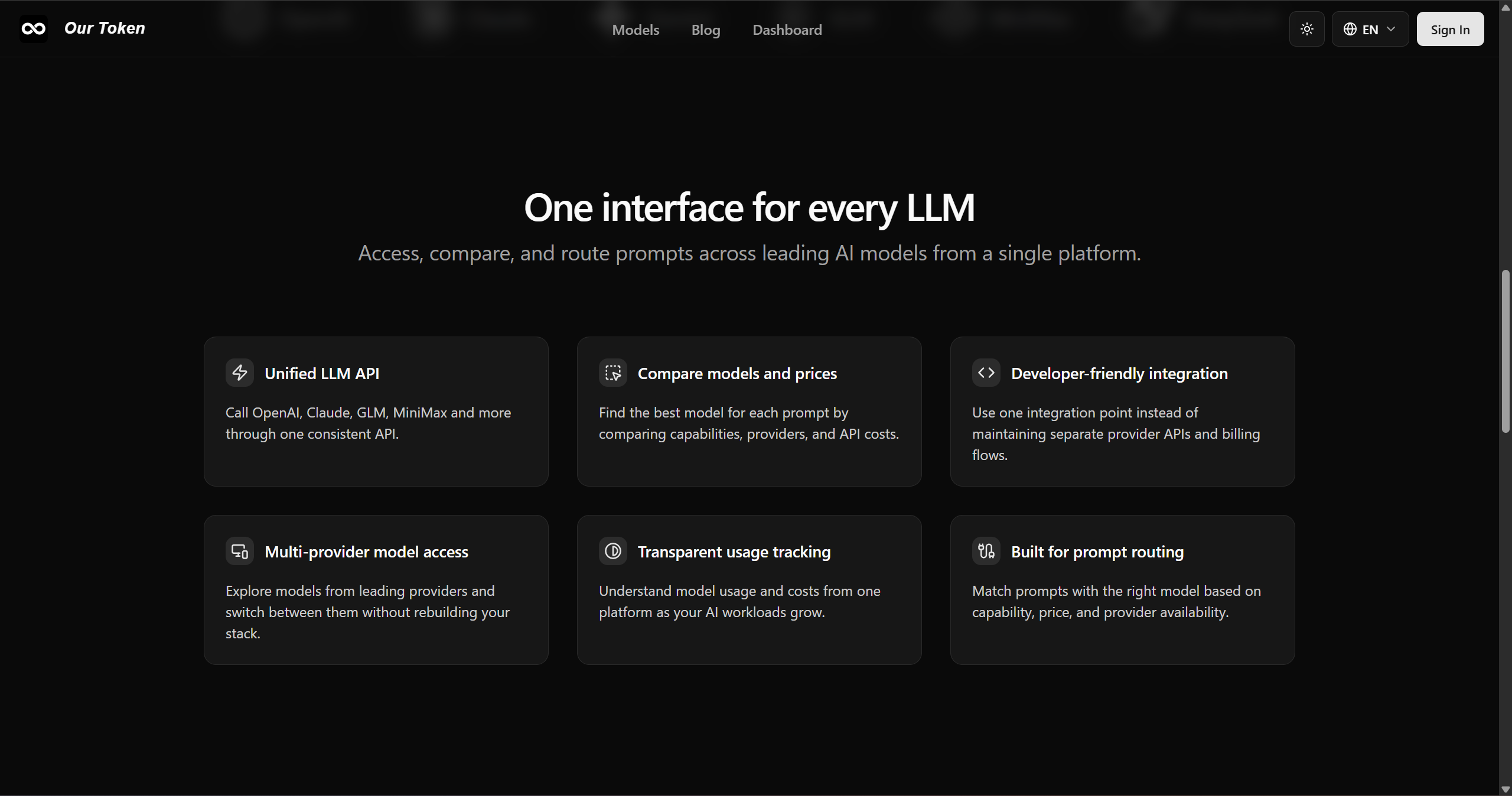 OurToken | Unified LLM API for OpenAI, Claude, GLM and More image 2