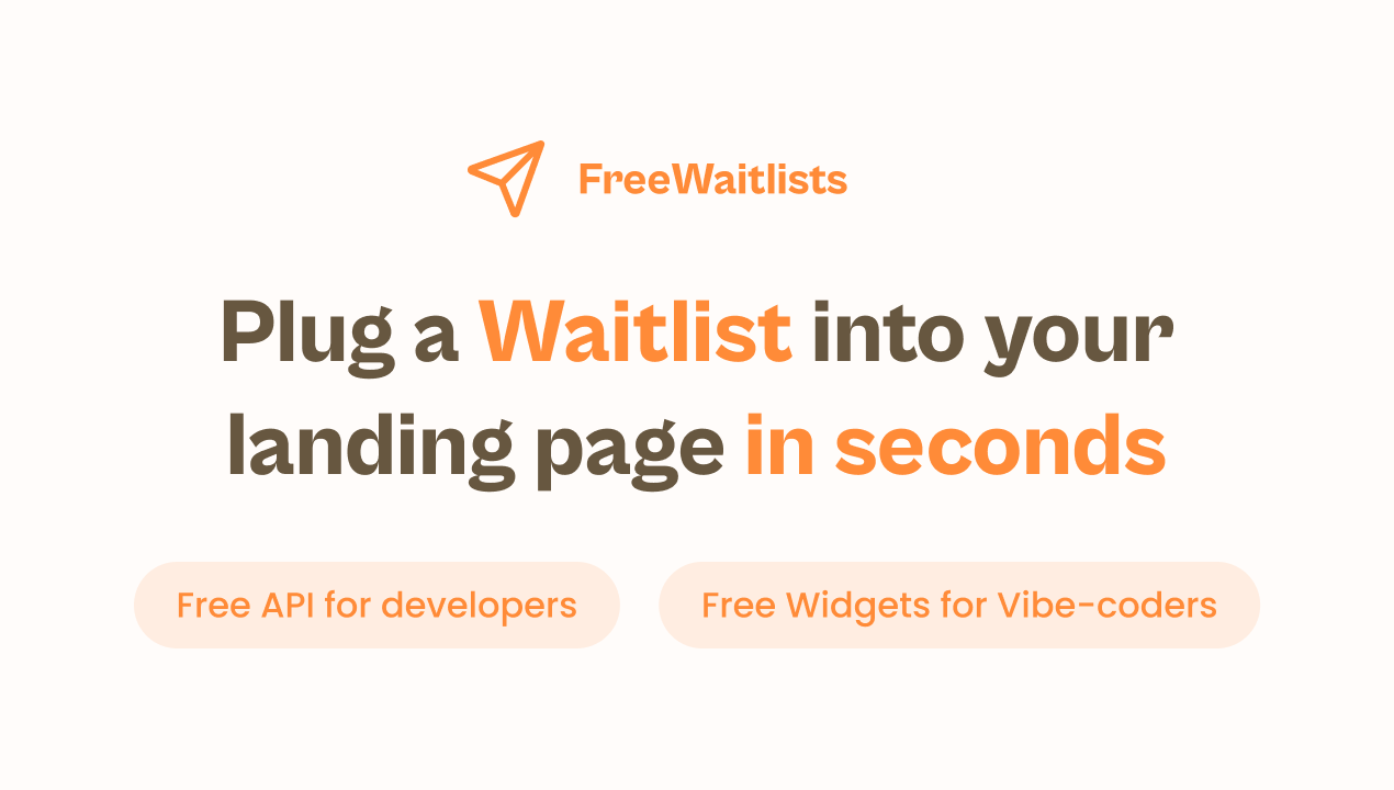 FreeWaitlists | Create a Waitlist in seconds, API or prebuilt page image 1
